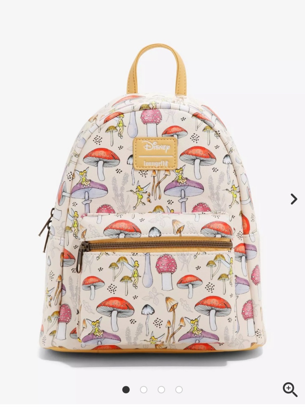 Loungefly Cream Tinker Bell Mushroom Mini Backpack with Yellow Trim